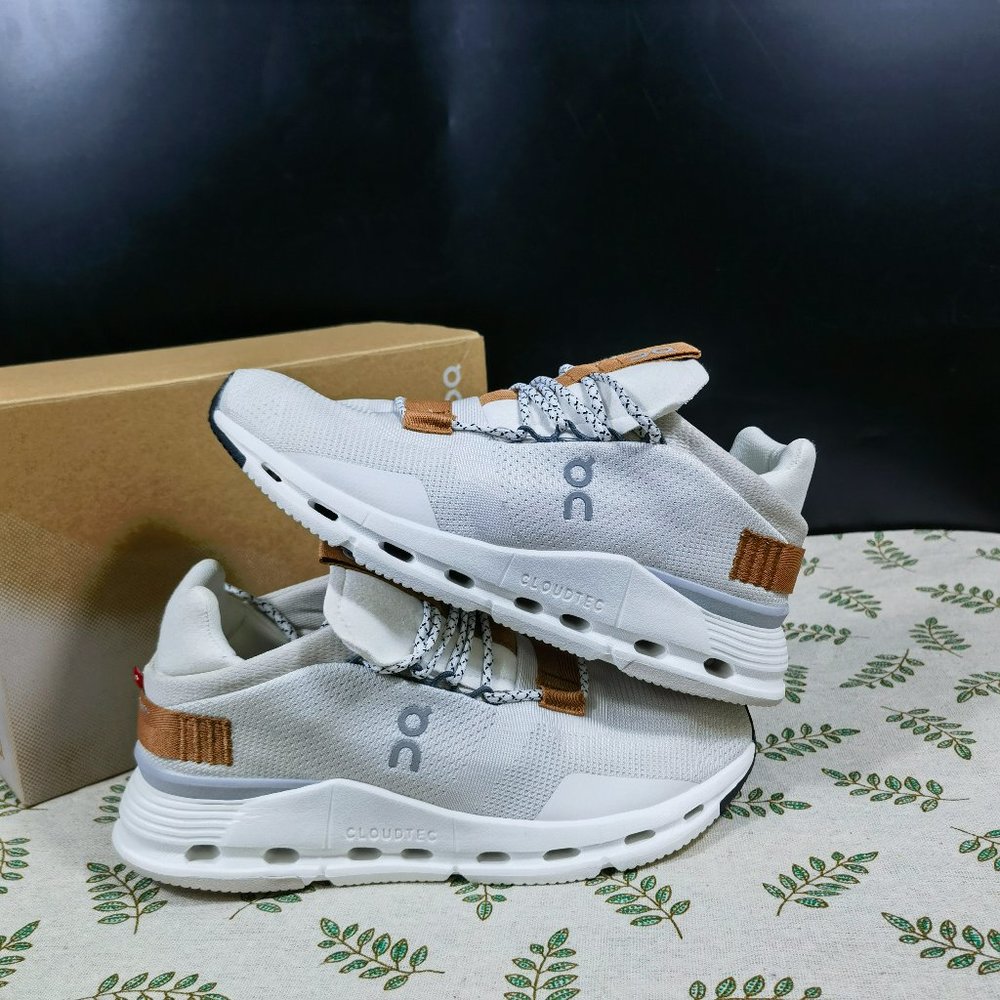 New On Cloud Cloudnova Running Shoes White Pearl Brown Swiss